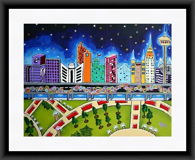 San Antonio City Mexican Folk Art Print Of Original VRMStudios Painting Matted • $40