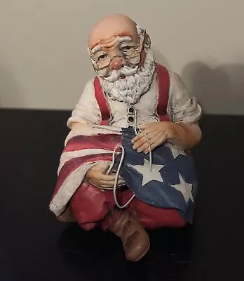 Vintage Midwest Importers Of Cannon Falls Santa Sewing The America Flag Figurine • $12.99