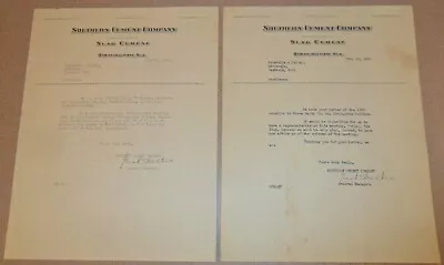 2 Vintage Letters 1934 & 1935 From SOUTHERN CEMENT COMPANY To Bulwinkle & Dolley • $9