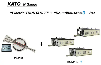 KATO N Gauge “Electric TURNTABLE” ＋ “Roundhouse”×3 Set 20-283  23-240 JAPAN NEW • $475