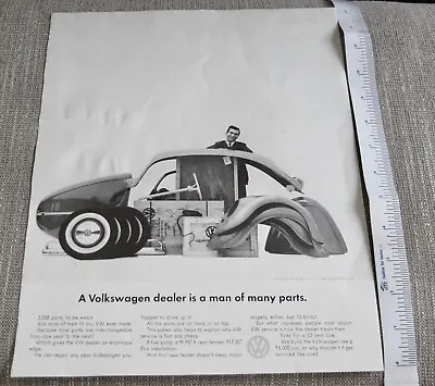 Vintage Volkswagen VW Magazine Ad Man Of Many Parts Advertising Dealer Repair • $8.95