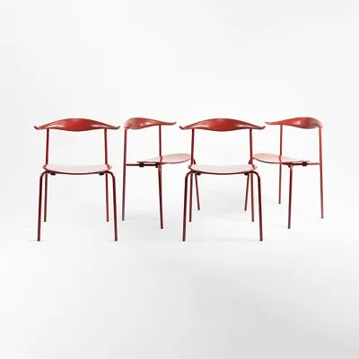 2020 Set Of Four CH88T Dining Chairs By Hans Wegner For Carl Hansen W Red Finish • £2249.81