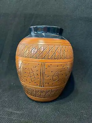 Authentic Navajo Etched Pottery; NEP7-B4; 6”H X 4.5”W; Maxine Platero • $36
