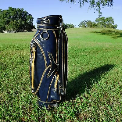 Vintage Tour Select Golf Bag Blue Gold Trim Faux Leather Vinyl • $98.97