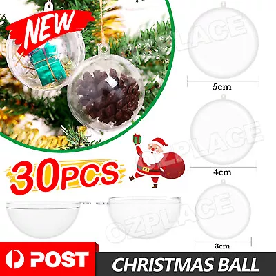 30pcs Christmas Ball Fillable Baubles Clear Ball Xmas Tree Ornament Bulk Decor A • $12.85