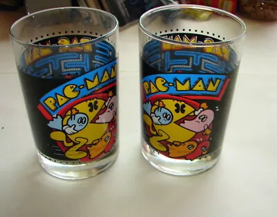 PAC MAN Video Game 80's Arbys Fast Food Promotional Glasses Pair Tumblers. 722  • $26.98