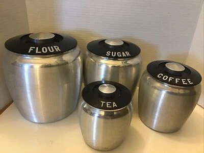 $36.95 • Buy Vintage Kromex Brushed Aluminum Mid Century Modern Canister Set