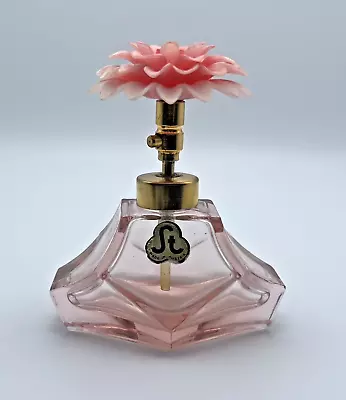 Vintage ST Austria Clear PinGlass Pink Flower Atomizer Spray Top Perfume Bottle • $20