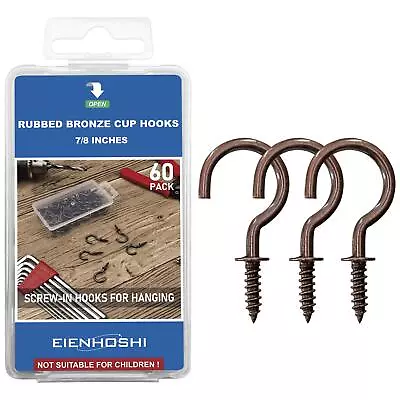 EIENHOSHI 7/8'' Rubbed Bronze Cup Hooks - Pack Of 60 Screw-in Hooks For Hangi... • $12.37