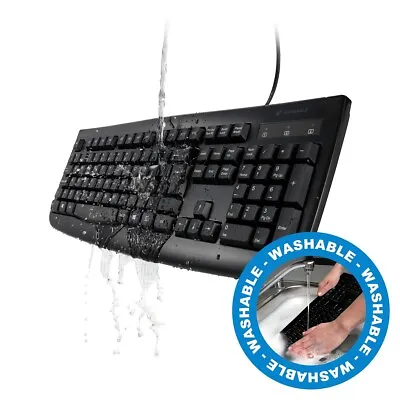 KENSINGTON K64407UK Pro Fit Washable Keyboard UK QWERTY USB 2.0 Numeric Keypad • £9.99