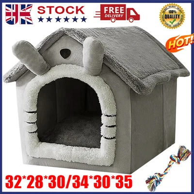 Large Grey Pet Cat Bed Pet Cat Dog Warm House Bed Super Soft Bed Lovely Bed • £14.99