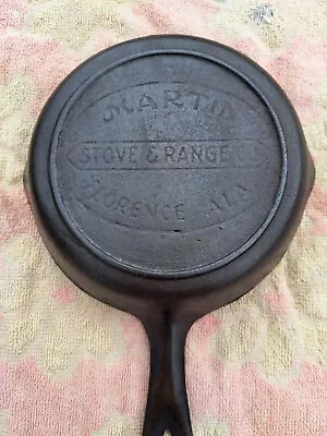 MARTIN STOVE & RANGE CO. #3 Cast Iron Skillet  HAMBURGER LOGO  Heat Ring 1920's • $49.75