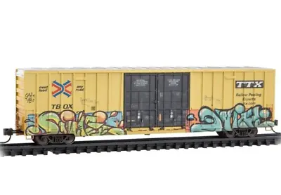 Micro Trains N Scale ~ Weathered 60' Rib Side Plug High Cube Rail Box Car TTX • $41.72