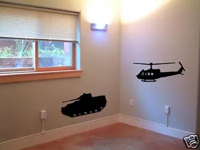 Kids Army Tank And Helicopter Wall Art Sticker Military • $32.49