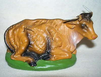 $20 • Buy Vintage Hand Painted Italy Paper Mache Lying Bull Cow Steer Christmas Nativity