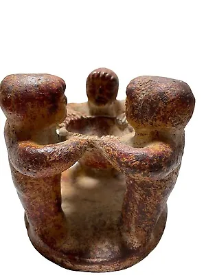 Vintage Circle Of 3 Friends Pottery Candle Holder Mexican Mayan Clay. • $24.95