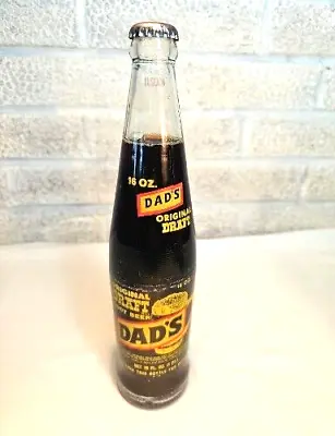 Full 16 Oz. Dads Draft Root Beer Soda Bottle Return Bottle NICE Graphice • $14.68