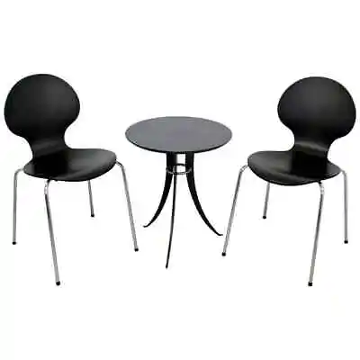 $1500 • Buy Mid Century Modern Fritz Hansen Pair Of Black Chairs & Cafe Table 1960s Denmark