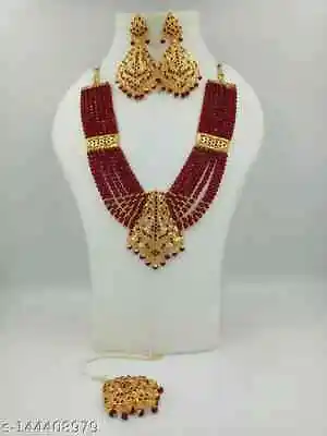 Indian Bollywood Gold Plated Kundan Long Necklace  Bridal Wedding Jewelry Set • $20.75