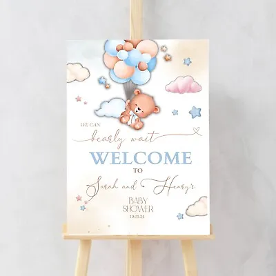Baby Shower Welcome Poster Sign Bearly Wait Baby Celebration Poster Sign A5-A1 • £24.99