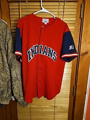 Vintage 90s Cleveland Indians Starter Baseball Jersey Embroidered Stitched Men M • $25