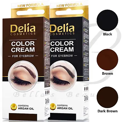 DELIA COSMETICS Color Cream For Eyebrows Eyelashes - Tint Kit Set With Argan Oil • £3.95