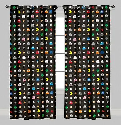 Pac Man Eyelet Curtains Pacman Maze Design  66  Wide X 72  Drop Matches Bedding • £24.99