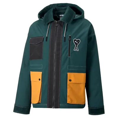 Puma Ami X Full Zip Jacket Mens Green Casual Athletic Outerwear 53599024 • $99.99