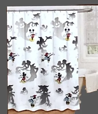 Halloween Shower Curtain Disney Mickey & Minnie Mouse Haunted Ghosts Fabric Fall • $23.99