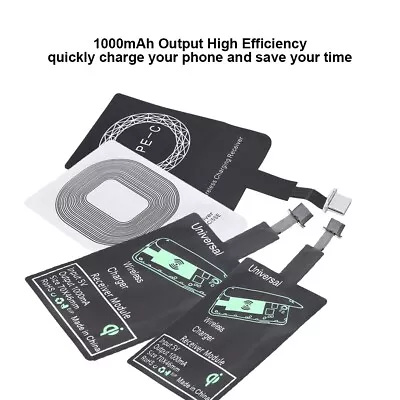 Qi Wireless Charger Adapter Charging Receiver Module For TypE C Mobile Phone NDE • £3.95