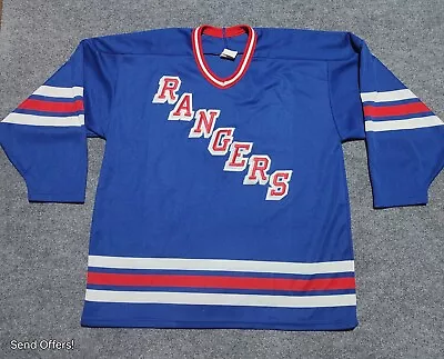 Vintage CCM 1990's NEW YORK RANGERS (Size XL) Air-Knit Hockey Jersey BLUE • $30