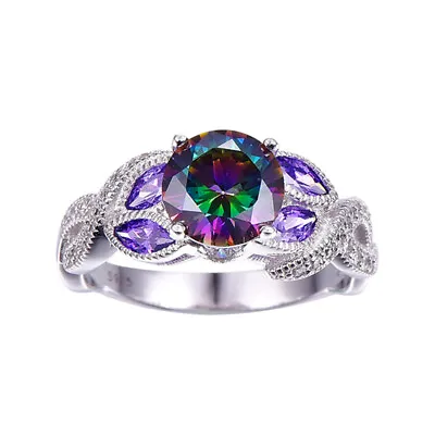 Fashion Cubic Zircon 925 Silver Filled Ring Fashion Wedding Women Ring Sz 6-10 • $2.23