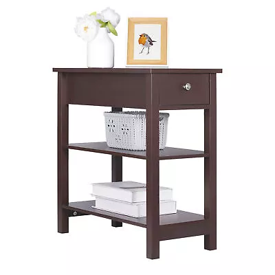 Side Table Living Room End Table With Drawer And Shelf  For Small Space Brown • $45.58