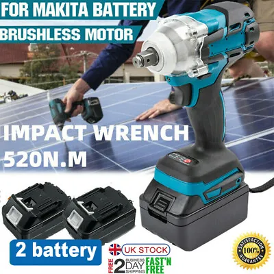 £47.99 • Buy 18V Brushless Cordless Impact Wrench 1/2  Driver Replace For Makita Battery UK