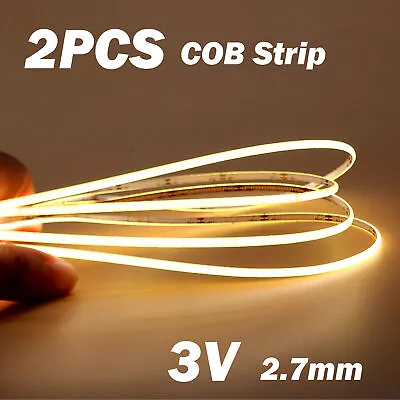 2X COB Strips 2.7mm Thin 3V Flexible Tape Strips Light For Home DIY Lighting • $6.49