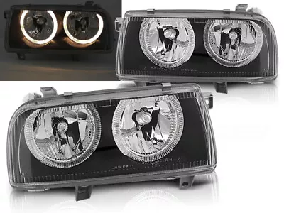 Headlights Lpvw32 For Vw Vento 1992-1998 Angel Eyes Black Lhd • $238.32