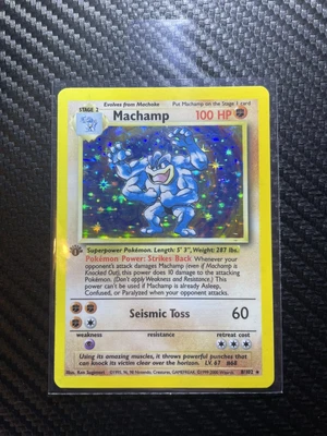 £27 • Buy 🔥1st Edition Machamp 8/102🔥 Original Base Set Holo Rare Pokemon Card WOTC