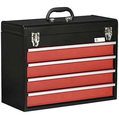 DURHAND Lockable 4 Drawer Tool Chest With Ball Bearing Slide Drawers Black • $68.37