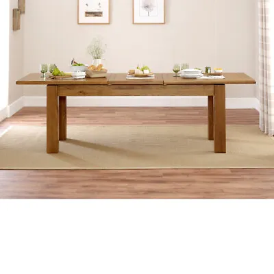 Rustic Oak Large Extending Dining Table - 8-10 Seater Dining Room Furniture RS17 • £799