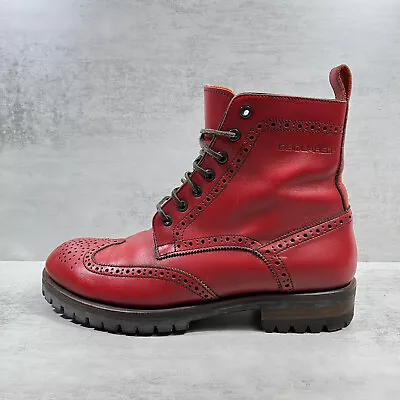 Dsquared2 Wingtip Leather Boots - Size 40 EU / Men's 7.5 US / Women's 8.5 - Red • $150