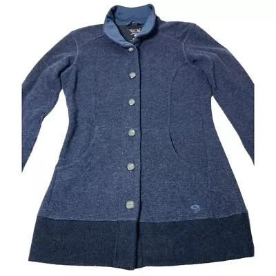 Mountain Hardwear Sweater Womens XS Blue Wool Blend Button Front • $17.99