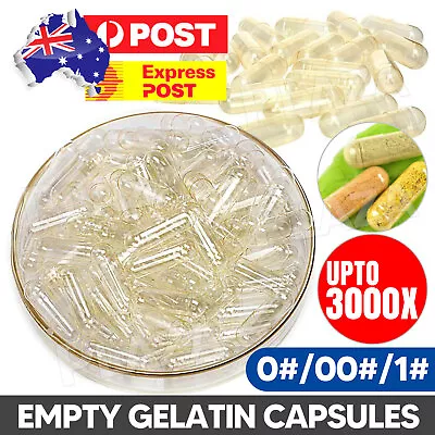 Empty Hard Gelatin Capsule Size 1/0/00 # Clear Kosher Gel Medicine Pill VitaminB • $6.45