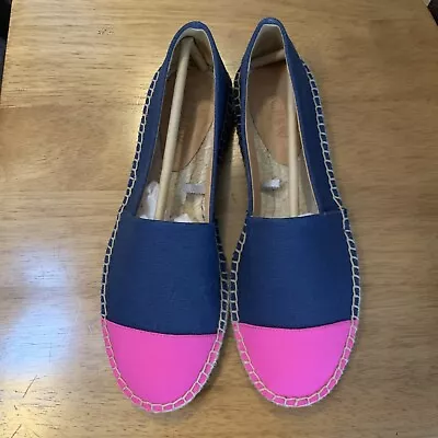 NEW J.CREW COLORBLOCK CANVAS CAP-TOE SLIP-ON ESPADRILLES Size 8.5 NAVY • $19.99