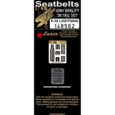 HGW 1/48 148562 P-38 Laser Cut Seatbelts & P/e Buckles • $9