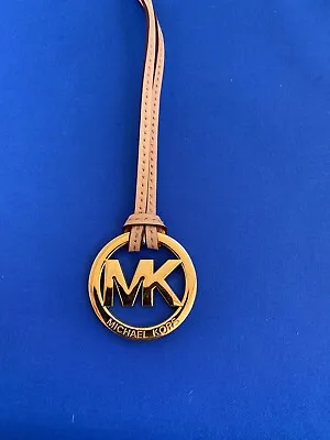 MICHAEL KORS Gold Handbag Charm MK Logo Leather Stitched Strap L@@k! L@@K! • $16