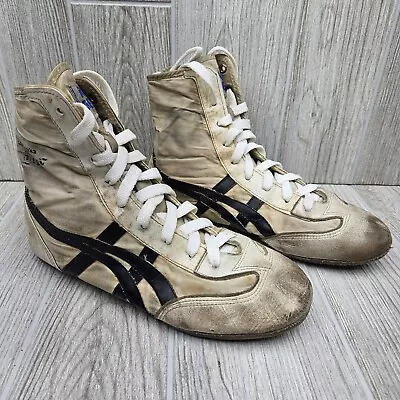 Vintage Asics Onitsuka Tiger Wrestling Shoes White Black Size 7 Rare • $149.99