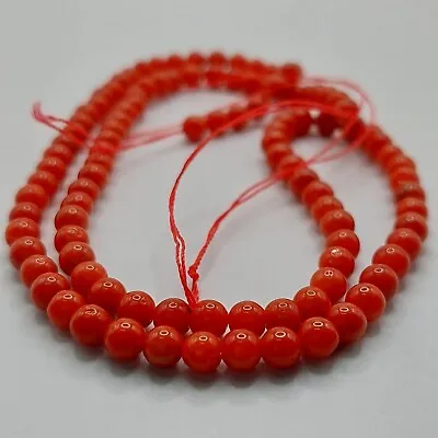 Strand Of Natural Mediterranean Red Coral Beads 4.40mm • $160