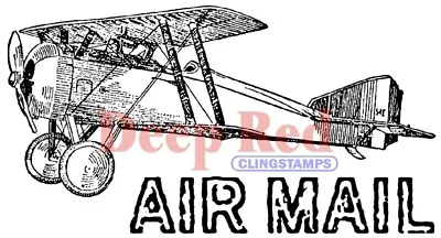 Deep Red Stamps Vintage Air Mail Rubber Cling Stamp • $7.49