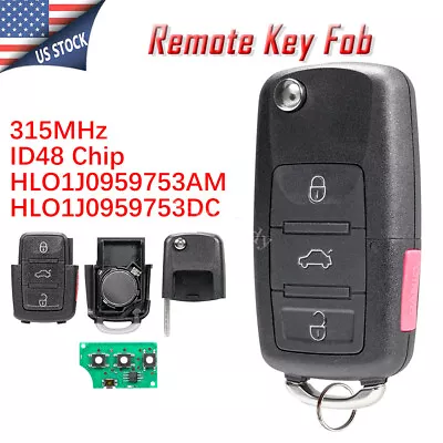 $13.28 • Buy Keyless Flip Car Key Remote Fob For VW Jetta Passat Golf Beetle HLO1J0959753AM