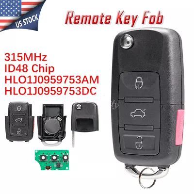 Keyless Flip Car Key Remote Fob For VW Jetta Passat Golf Beetle HLO1J0959753AM • $13.25